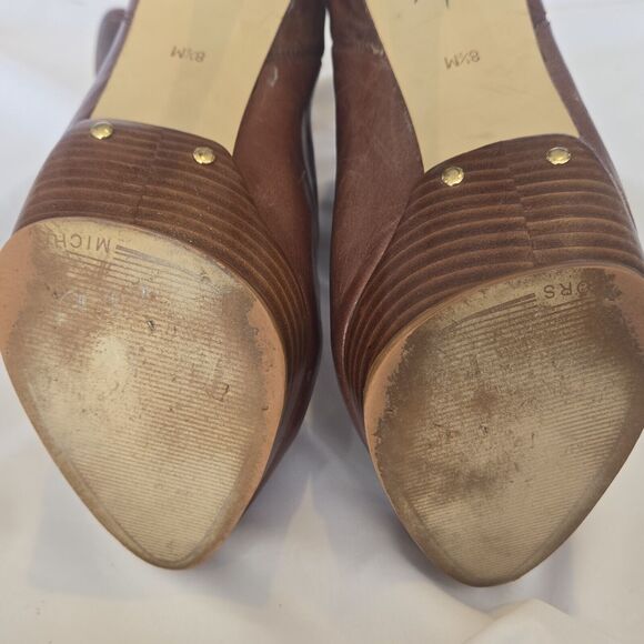Michael Kors Distressed Leather Mocha Mae Platform Shearling Boots Size 8.5 - Picture 8 of 9